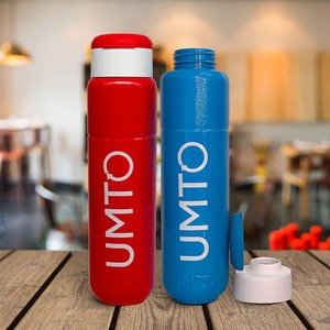 Kit 2 Garrafinhas para Academia Umto Super-resistente 500 Ml Vermelha e Azul Claro - Vermelho