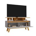 Ver imagem 6 de Rack para TV até 50 Polegadas MDF 120cm Pés em Madeira Maciça 2 Portas 2 Prateleiras Rubi Bege