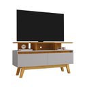 Ver imagem 5 de Rack para TV até 50 Polegadas MDF 120cm Pés em Madeira Maciça 2 Portas 2 Prateleiras Rubi Bege