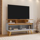 Ver imagem 7 de Rack para TV até 50 Polegadas MDF 120cm Pés em Madeira Maciça 2 Portas 2 Prateleiras Rubi Bege