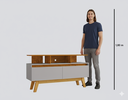 Ver imagem 4 de Rack para TV até 50 Polegadas MDF 120cm Pés em Madeira Maciça 2 Portas 2 Prateleiras Rubi Bege