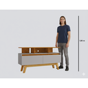 Ver imagem 4 de Rack para TV até 50 Polegadas MDF 120cm Pés em Madeira Maciça 2 Portas 2 Prateleiras Rubi Bege