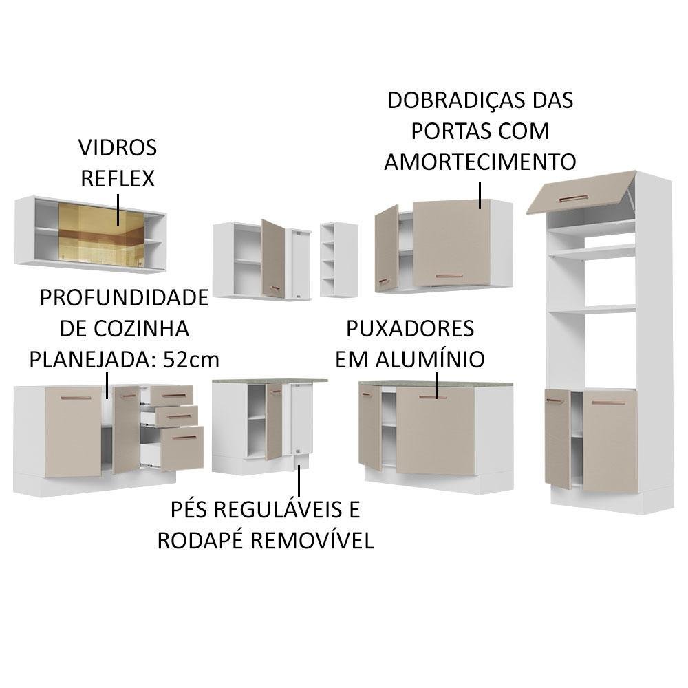 Armário de Cozinha Completa de Canto 459cm Branco/crema Agata Madesa 01 - 5
