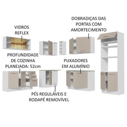 Armário de Cozinha Completa de Canto 459cm Branco/crema Agata Madesa 01 - 5