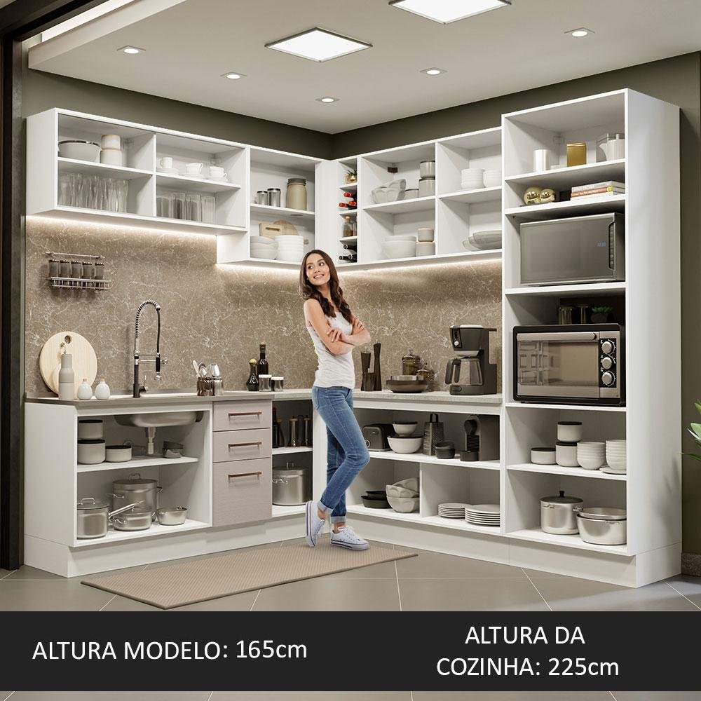 Armário de Cozinha Completa de Canto 459cm Branco/crema Agata Madesa 01 - 6