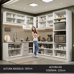 Armário de Cozinha Completa de Canto 459cm Branco/crema Agata Madesa 01 - 6