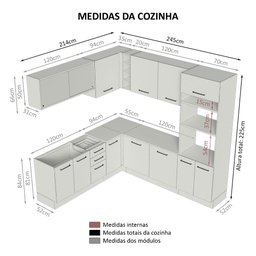 Armário de Cozinha Completa de Canto 459cm Branco/crema Agata Madesa 01 - 4