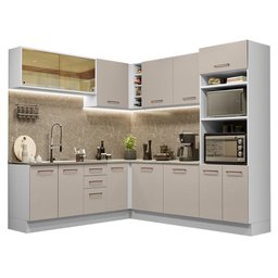 Armário de Cozinha Completa de Canto 459cm Branco/crema Agata Madesa 01 - 3