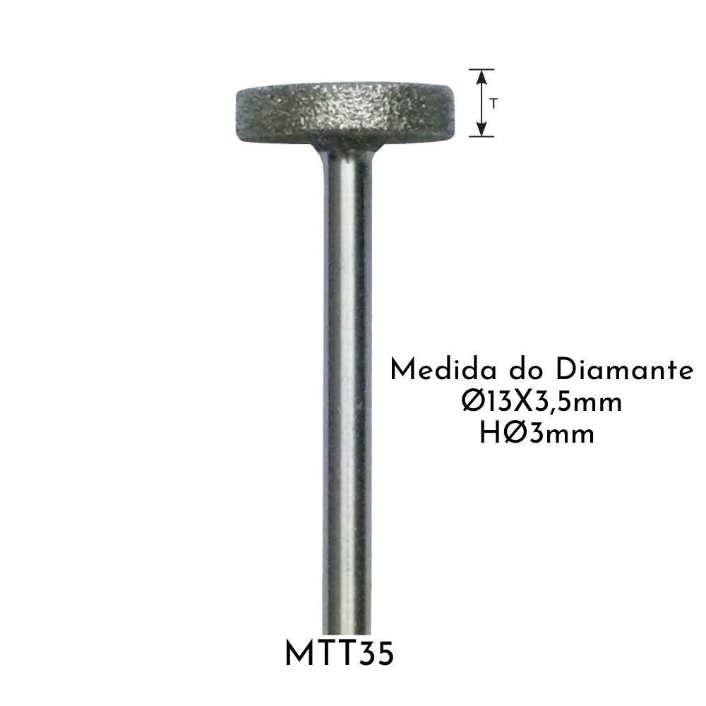 Ponta Rotativa Diamantada Individual Haste Ø3mm Politone Modelo Mtt35