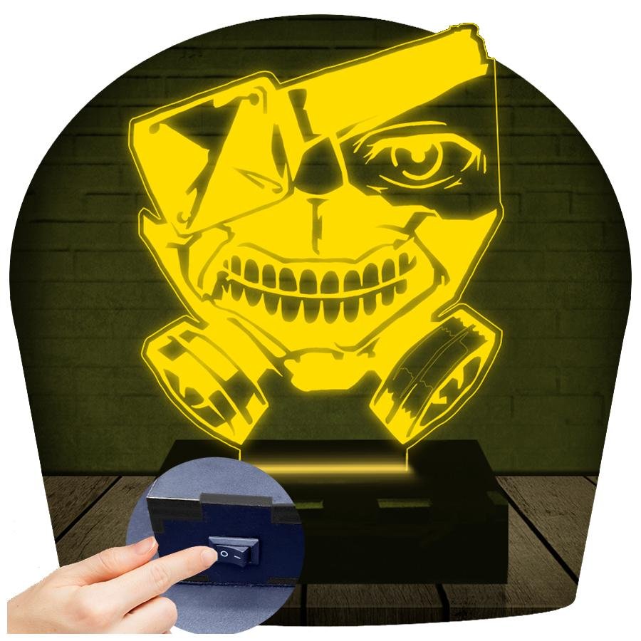 Lampada 3D Tokyo Ghoul Ken Kaneki - Luce Notturna LED 7 Colori Con Telecomando, Regalo Anime Compleanno Natale
