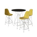 Ver imagem 1 de Jogo Mesa Bistrô Eames Preta 60Cm 3 Banquetas Amarela Base Ferro Branco - Cor: Preto