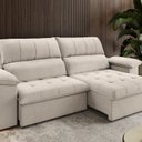 Ver imagem 1 de Sofa Retrátil e Reclinável Duplo Molejo 2,30m Tolledo Bege Marfim