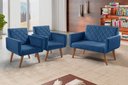 Ver imagem 4 de Conjunto Anabelle 2 Poltronas de 1 Lugar 1 Poltrona 2 Lugares Braço Unidecor Azul Bic