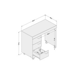 Mesa Escrivaninha Juvenil Osaka c/ 3 Gavetas e Rodízios Branco - Politorno - 2 Mesa Escrivaninha Juvenil Osaka c/ 3 Gavetas e Rodízios Branco - Politorno - 2