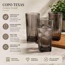 Ver imagem 4 de Kit 3 Copos de Vidro Texas 315ml Cinza Fumê Quadrado Bebidas