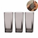 Ver imagem 7 de Kit 3 Copos de Vidro Texas 315ml Cinza Fumê Quadrado Bebidas