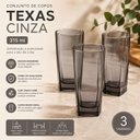 Ver imagem 2 de Kit 3 Copos de Vidro Texas 315ml Cinza Fumê Quadrado Bebidas