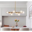 Ver imagem 3 de Lustre Pendente Jabuticaba 8 Globos Vidro Molecular Dourado G9 Bivolt