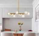 Ver imagem 3 de Lustre Pendente Jabuticaba 8 Globos Vidro Molecular Dourado G9 Bivolt