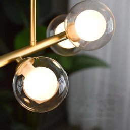 Lustre Pendente Jabuticaba 8 Globos Vidro Molecular Dourado G9 Bivolt - 2