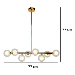 Lustre Pendente Jabuticaba 8 Globos Vidro Molecular Dourado G9 Bivolt - 6