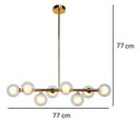 Ver imagem 6 de Lustre Pendente Jabuticaba 8 Globos Vidro Molecular Dourado G9 Bivolt