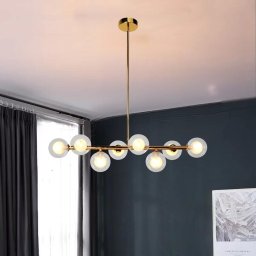 Lustre Pendente Jabuticaba 8 Globos Vidro Molecular Dourado G9 Bivolt - 1