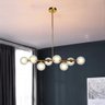 Lustre Pendente Jabuticaba 8 Globos Vidro Molecular Dourado G9 Bivolt - 1