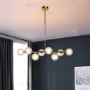 Ver imagem 1 de Lustre Pendente Jabuticaba 8 Globos Vidro Molecular Dourado G9 Bivolt