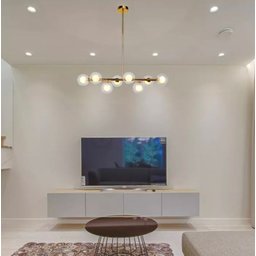 Lustre Pendente Jabuticaba 8 Globos Vidro Molecular Dourado G9 Bivolt - 7