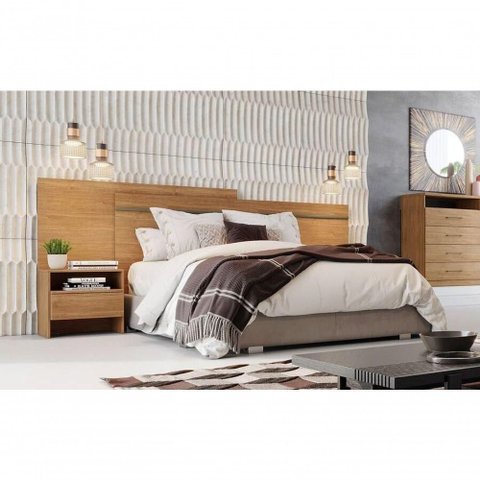Cabeceira para Cama Box Casal com 2 Mesas de Cabeceira - Volga-cumaru - Móveis Horizonte