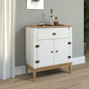 Ver imagem 1 de Aparador - Colonial 80x90x41 cm 1 Gaveta 2 Portas Branco/Mel