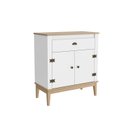 Ver imagem 2 de Aparador - Colonial 80x90x41 cm 1 Gaveta 2 Portas Branco/Mel