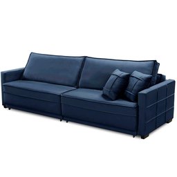 Sofá Retrátil e Reclinável 2,30m Karina Veludo Azul Madelina Decor - 5