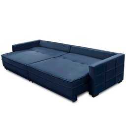 Sofá Retrátil e Reclinável 2,30m Karina Veludo Azul Madelina Decor - 3