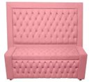Ver imagem 1 de Kit Cabeceira de Cama Box e Calçadeira Baú Retro Capitonê Botão Encapados Casal 140 Cm Suede Rosa do