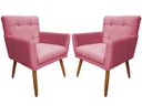 Ver imagem 1 de Kit 2 Poltronas Decorativa Onix Suede Rosa Pés Madeira Mz Decor