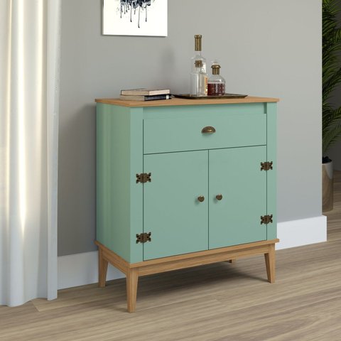Aparador - Colonial 80x90x41 cm 1 Gaveta 2 Portas Verde/Mel/Oliva