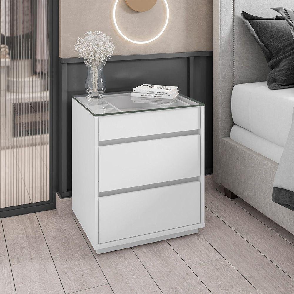 Mesa de Cabeceira Organizadora Ellie 3 Gavetas Cor Branco - 6