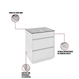 Mesa de Cabeceira Organizadora Ellie 3 Gavetas Cor Branco - 5