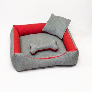 Cama Pet Gorgopet Médio Quadrada Impermeável: Chumbo e Vermelho