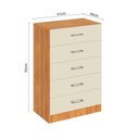 Ver imagem 3 de Cômoda para Quarto 5 Gavetas Aruba Bege/Cinamomo/Off White