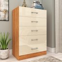 Ver imagem 1 de Cômoda para Quarto 5 Gavetas Aruba Bege/Cinamomo/Off White