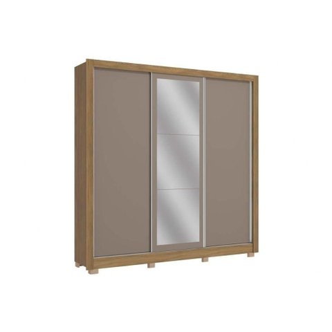 Guarda Roupa 3 Portas de Correr (1 C- Espelho) e 2 Gavetas C- Pés Cb01m570 Flex Nogueira-nogueira