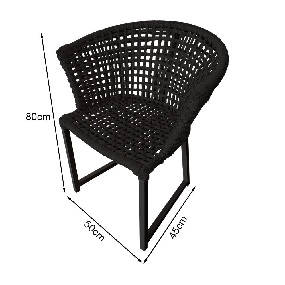Cadeira de Jantar Corda Naútica Salinas Area Externa Base Alumínio - Preta - 4