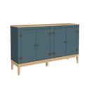 Ver imagem 2 de Aparador - Buffet Colonial 149x90x41 cm Cinza/Mel/Petroleo