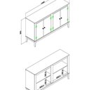 Ver imagem 3 de Aparador - Buffet Colonial 149x90x41 cm Cinza/Mel/Petroleo