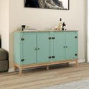 Ver imagem 1 de Aparador - Buffet Colonial 149x90x41 cm 4 Portas Verde/Mel/Oliva