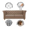 Sofá Para Barbearia 4 Lugares 2,60M Chesterfield Sued Bege Shop JM - 2