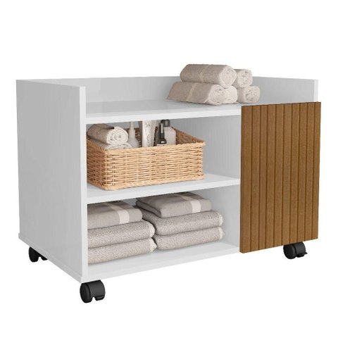 Gabinete Organizador para Banheiro com Rodízios 60cm Branco
